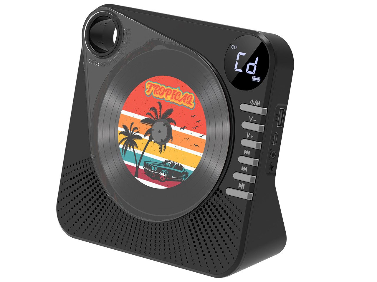 Greadio Tragbarer CD Player mit Bluetooth, Fernbedienung, HiFi,EQ Sound tragbarer CD-Player (Bluetooth 5.1, AUX/USB, für Zuhause, Weiß/Schwarz)