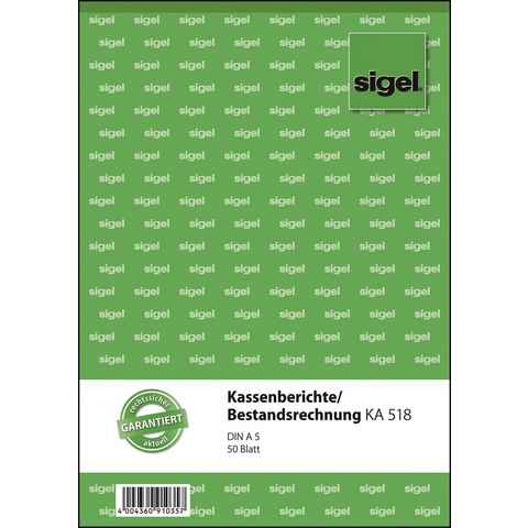 Sigel Formularblock sigel Formularbuch "Kassenbericht/Bestandsrechnung", A5