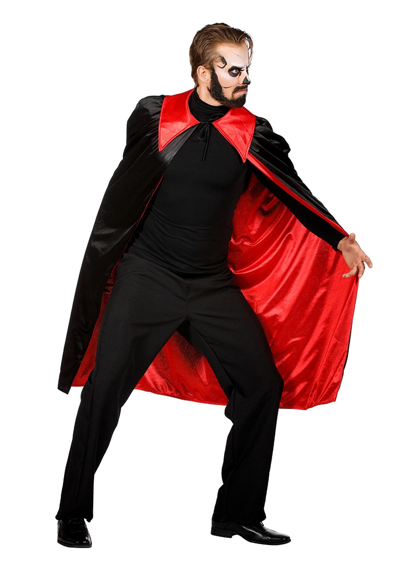 Umhang Vampir Umhang Halloween Kostüm Herren schwarz rot