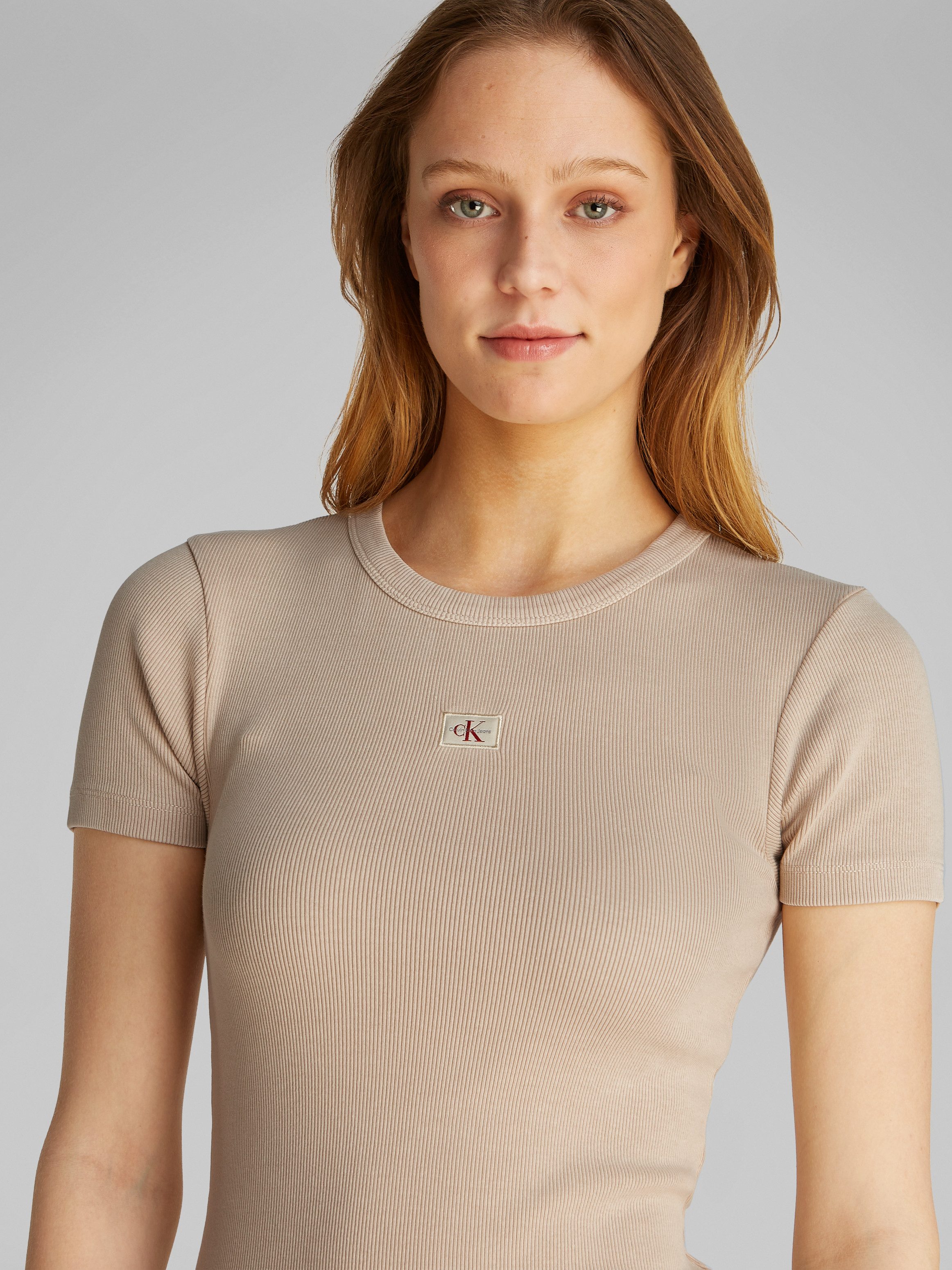 Calvin Klein Jeans Shirtkleid WASHED WOVEN LABEL RIB DRESS in gewaschener O günstig online kaufen