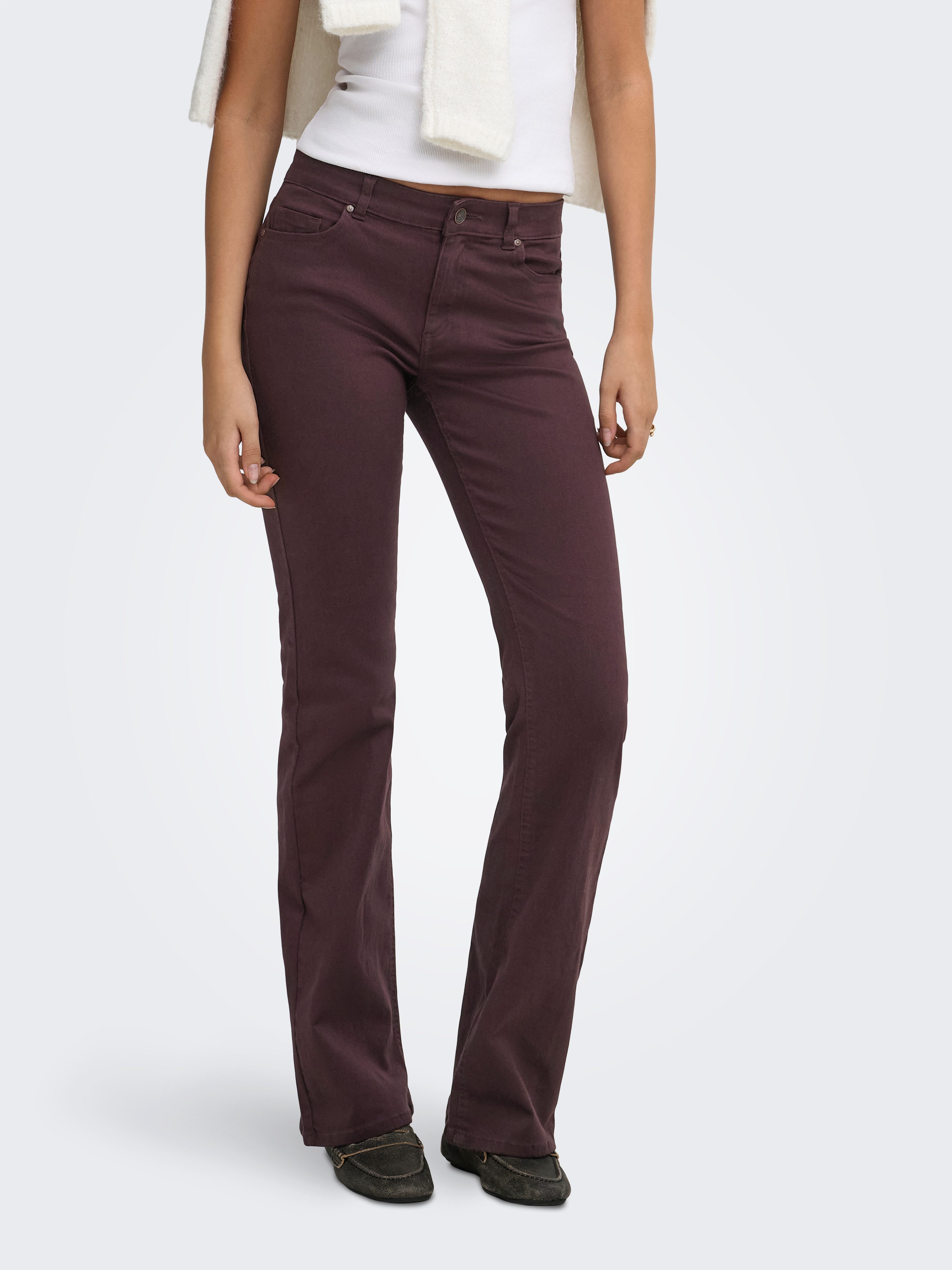 ONLY Bootcuthose ONLBLUSH MID FLARED COLOUR PANT PNT NOOS Baumwollmischung, bootcut fit