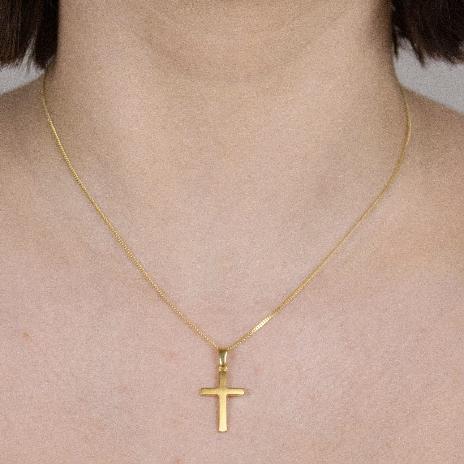 HOPLO Kreuzanhänger Gold Anhänger Kreuz mit Goldkette massiv 585 - 14 Karat Gold 36 cm, Made in Germany