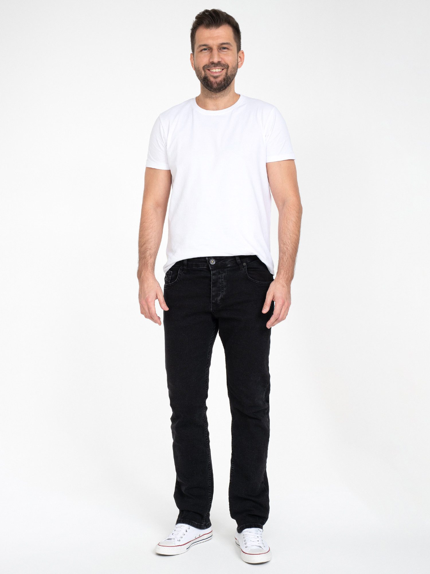 Rock Creek Straight-Jeans Jeans Herren Jeans Stonewashed Schwarz RC-2443 – Bild 4 von 5