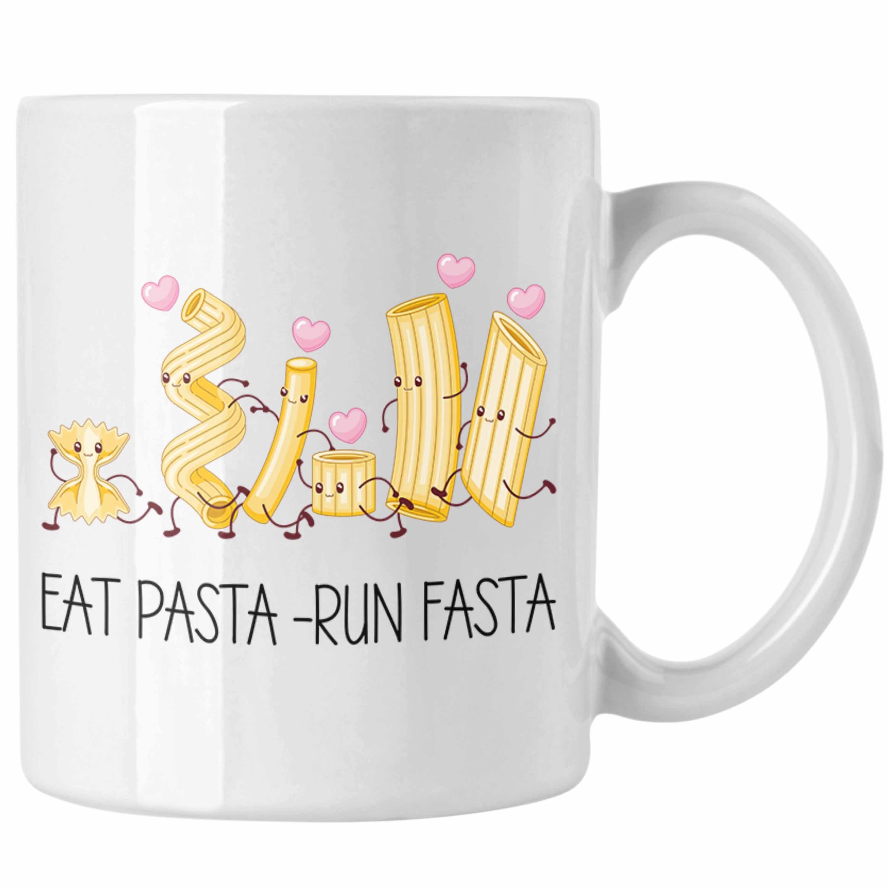 Trendation Tasse Eat Pasta Run Fasta Tasse Geschenk Italiener Spruc Weiss