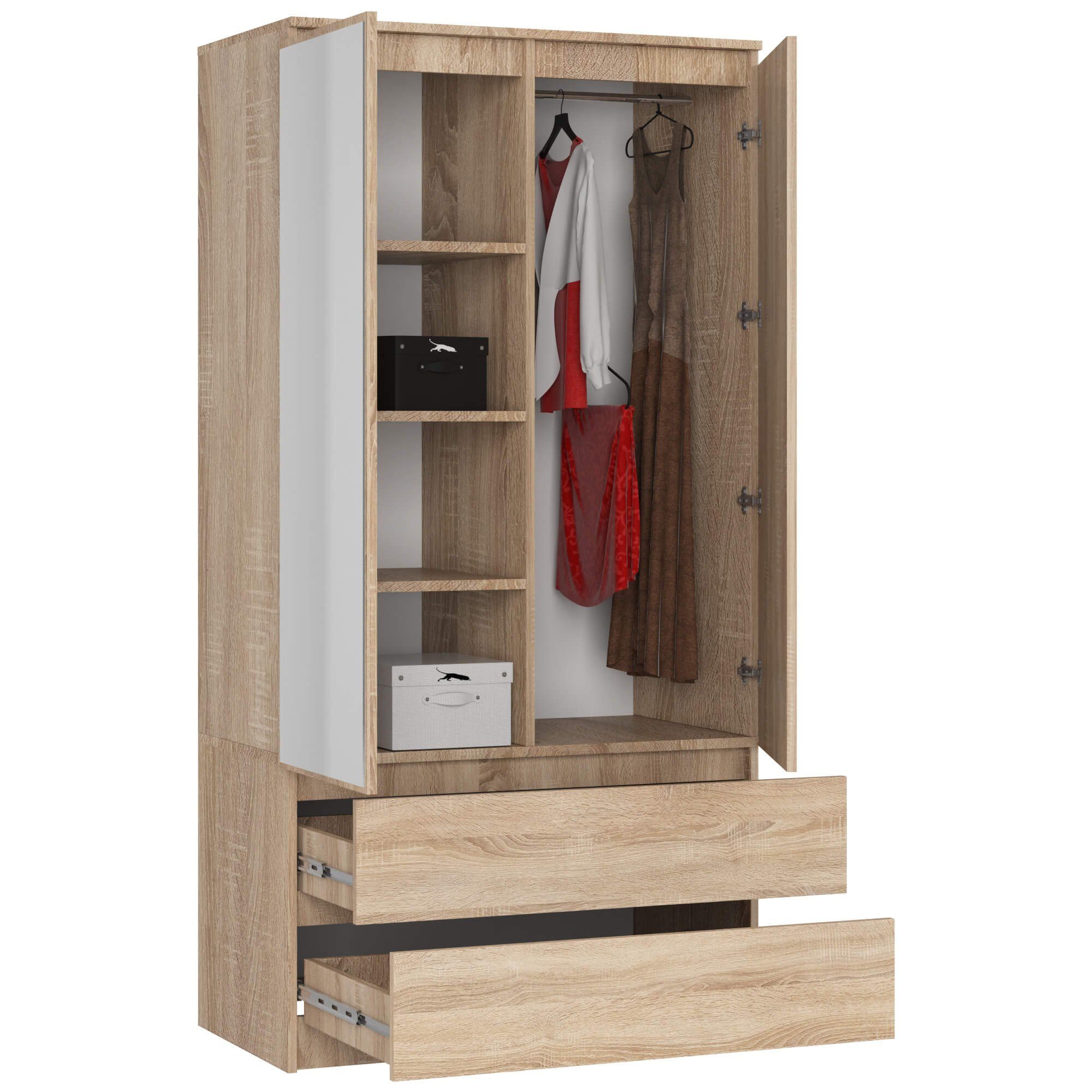 Raumhirsch Furniture Kleiderschrank Moderner Kleiderschrank 3 Türen - Stilvolle Aufbewahrung - Stauraum Eleganter Schlafzimmerschrank in Weiß matt mit Soft-Close