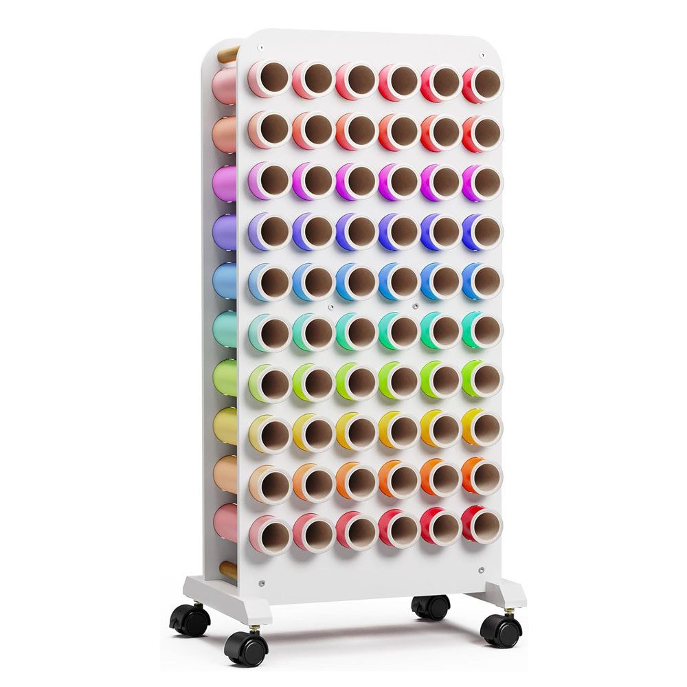 GarveeMore Regal Vinyl Roll Storage Rack mit Rädern Organizer Warenkorb