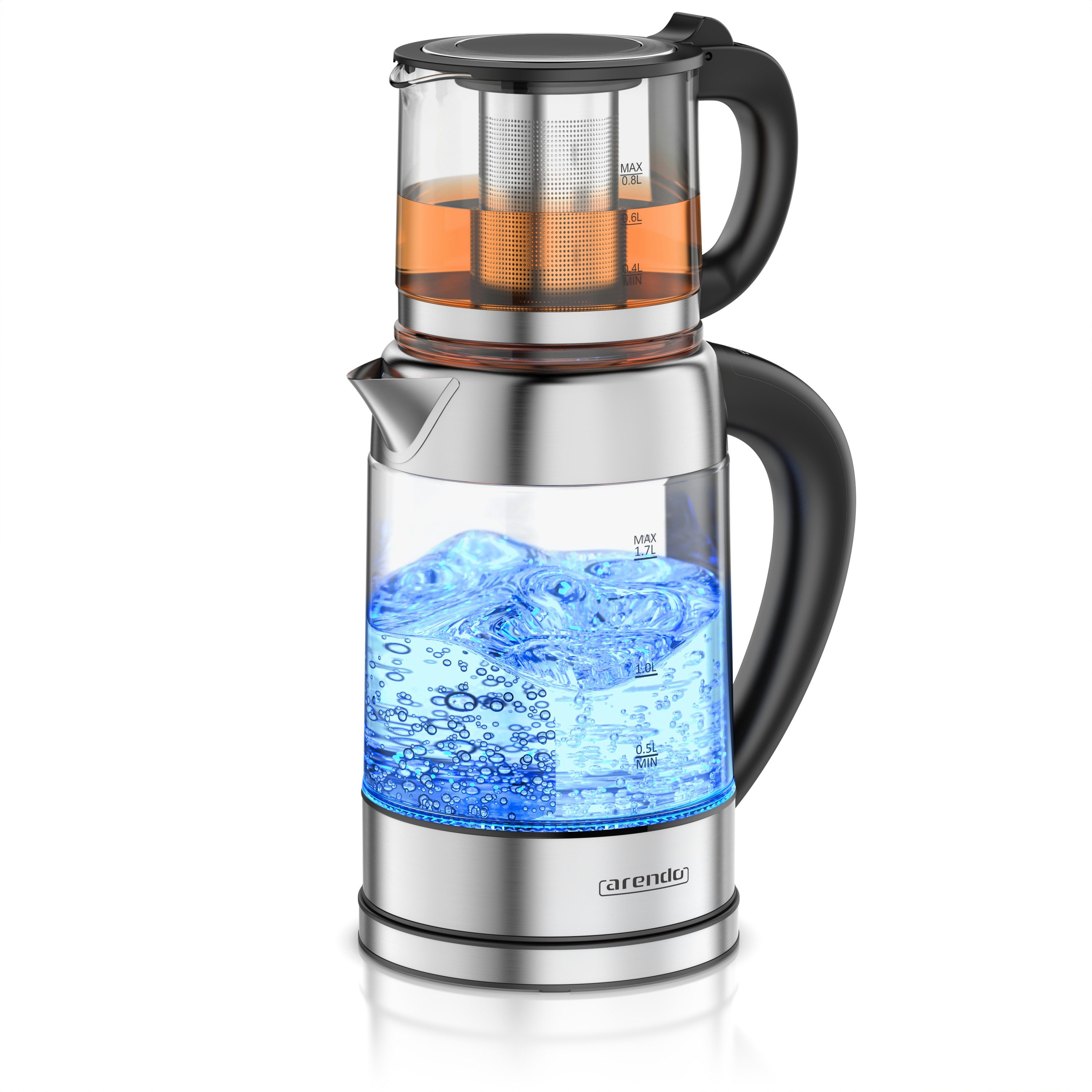 Arendo Wasserkocher aus Glas & Edelstahl