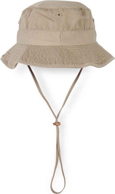 normani Outdoorhut Schlapphut mit Kinnband Sonnenhut aus Baumwolle Bonnie Hut mit Kinnband Fischerhut Faltbarer Buschhut