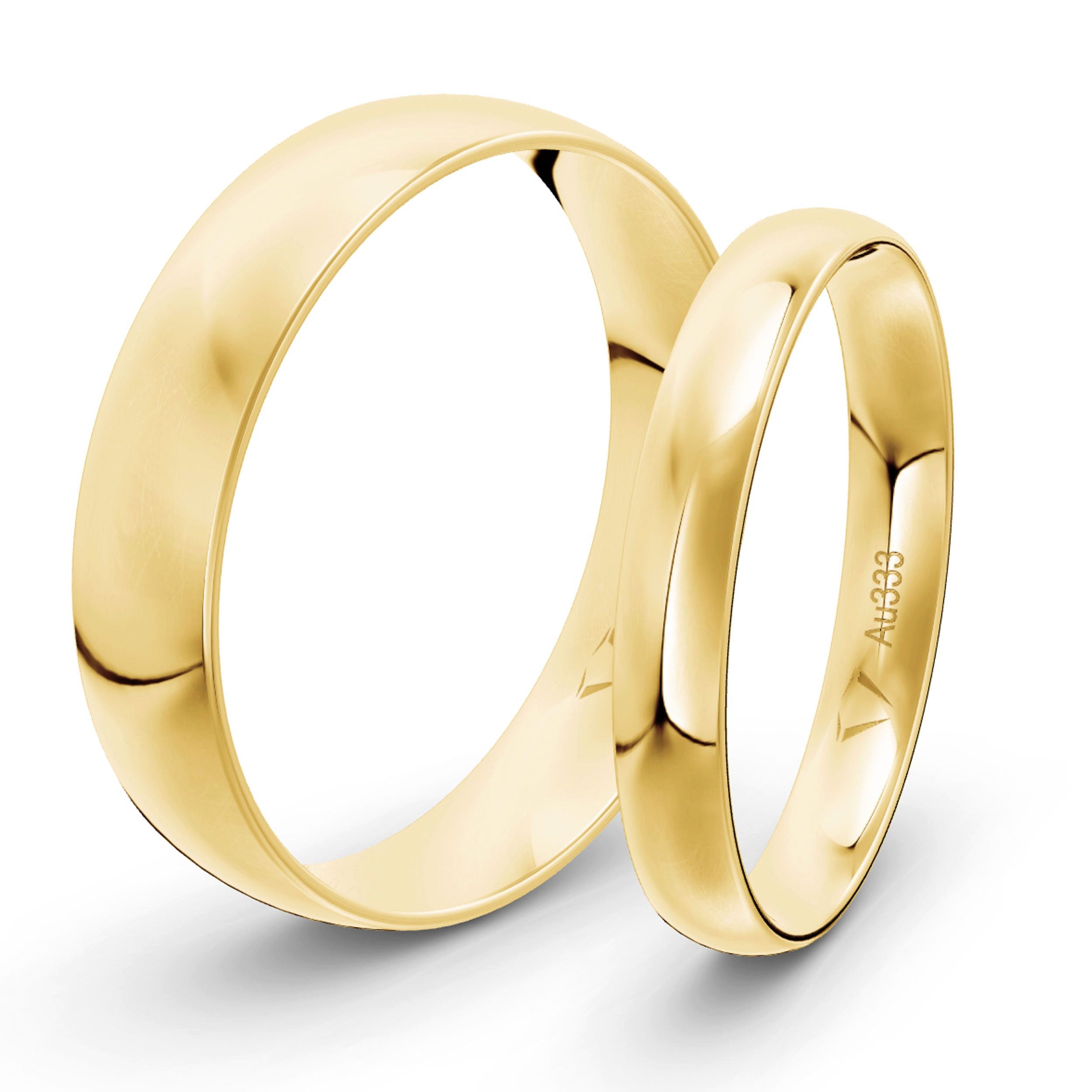 mosa & co. Trauring mit Gravur Classic Gold 333 mit 3mm + 5mm Breite im Paarpreis (Eheringe, 2-tlg., 2 Trauringe)