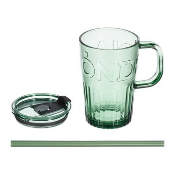 relaxdays Gläser-Set Trinkgläser im 2er Set mit Henkel, Glas, Grün