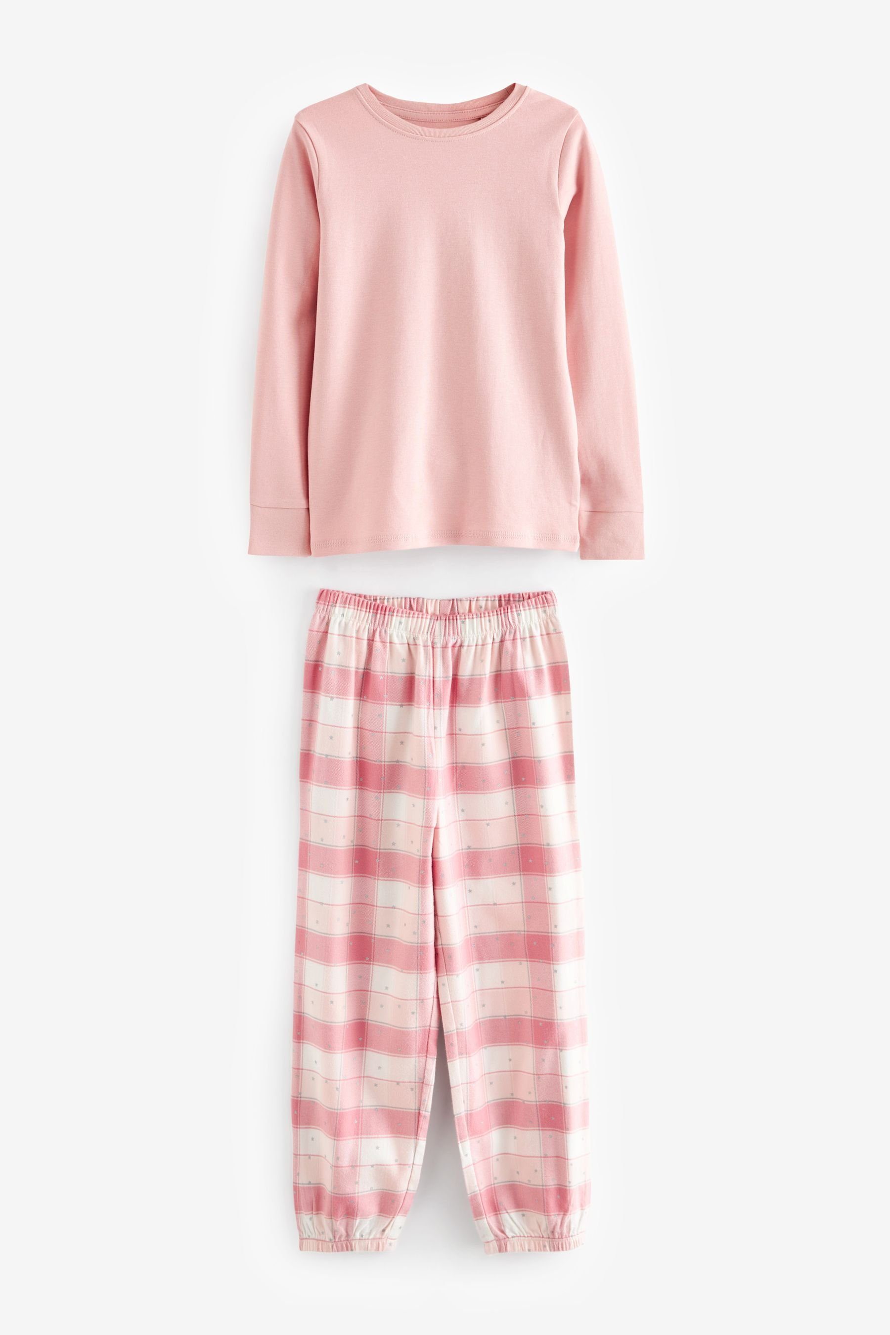 Next Pyjama Pyjama mit Webkaros (2 tlg) Pink