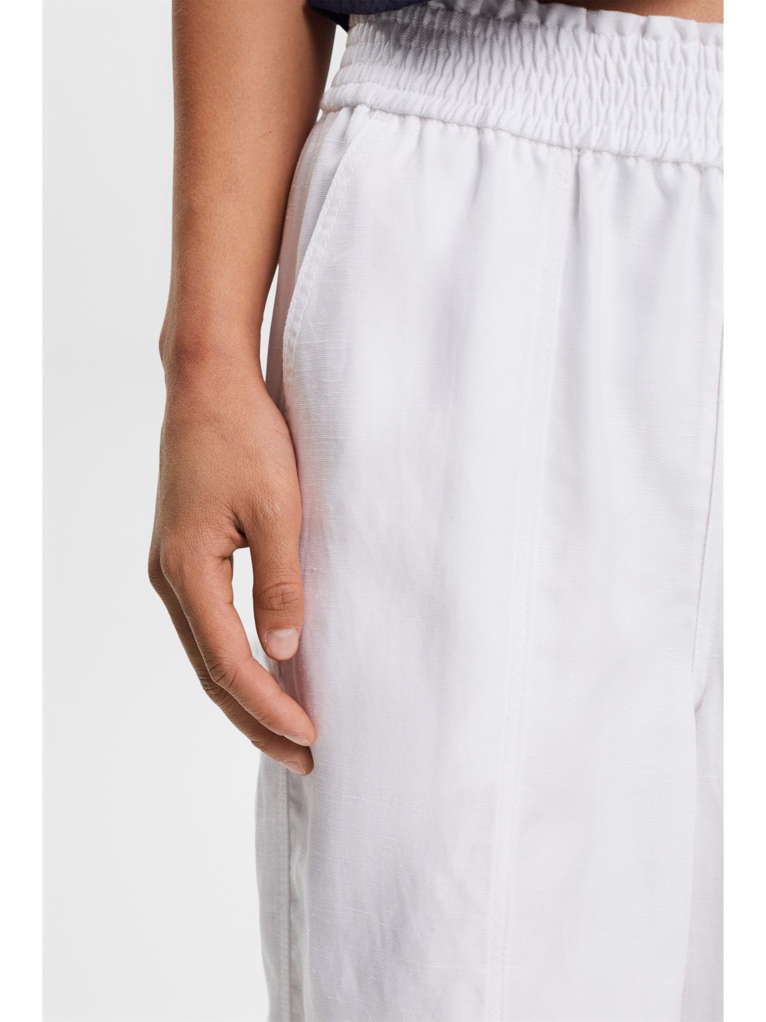 Collection Leinenmix Pull-on-Hose Bein, WHITE weitem Esprit mit Stoffhose