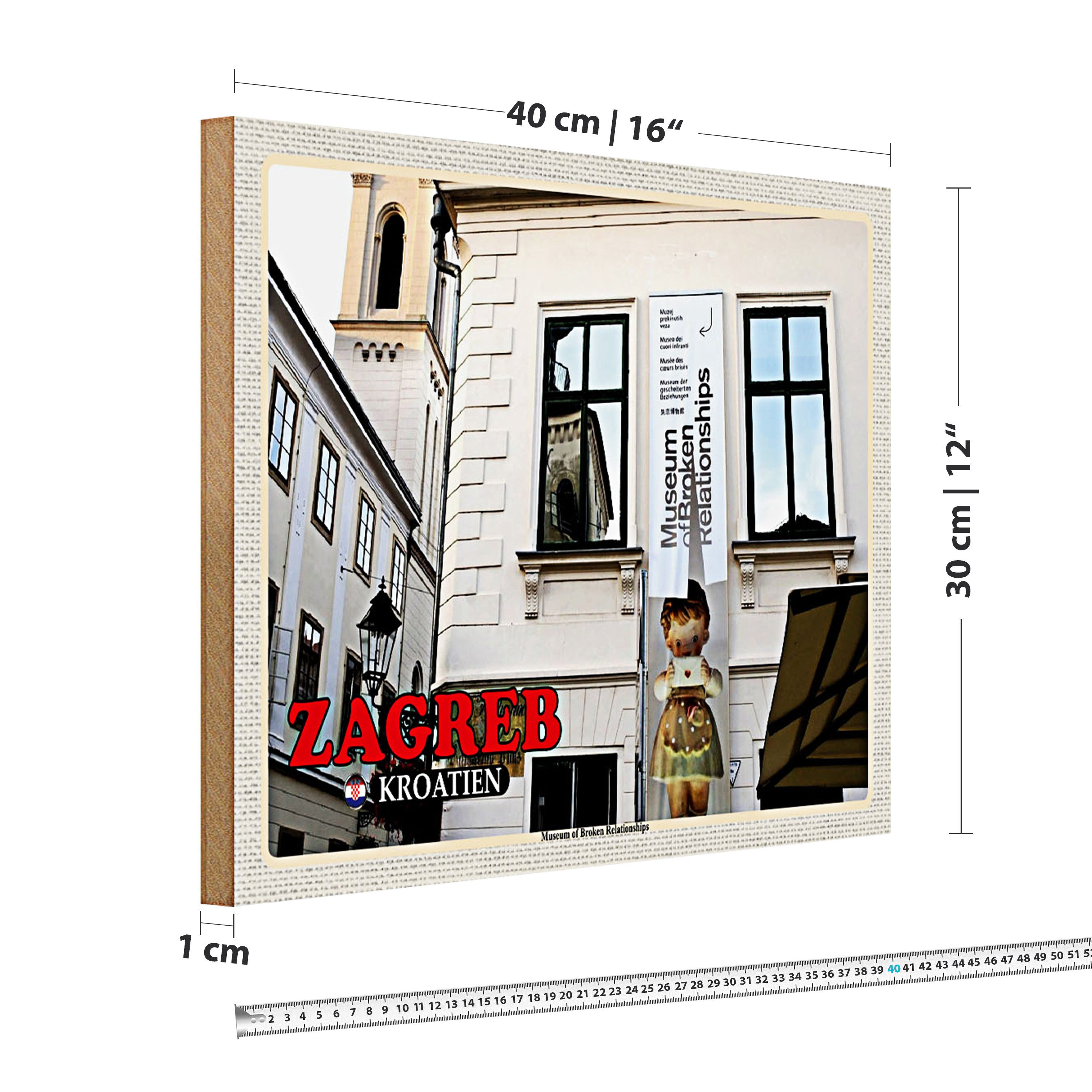 Roomando Holzbild Reise 40x30cm Zagreb Kroatien Museum Relationships