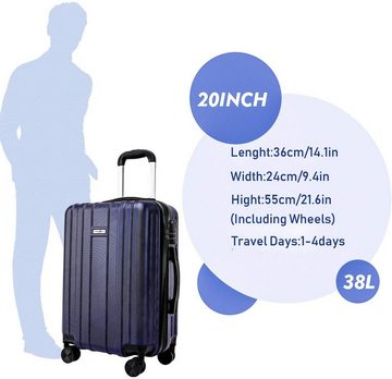 dynamic24 Handgepäck-Trolley, 4 Rollen, Carryone Handgepäck blau Koffer Reisekoffer Trolley Hartschale Boardcase