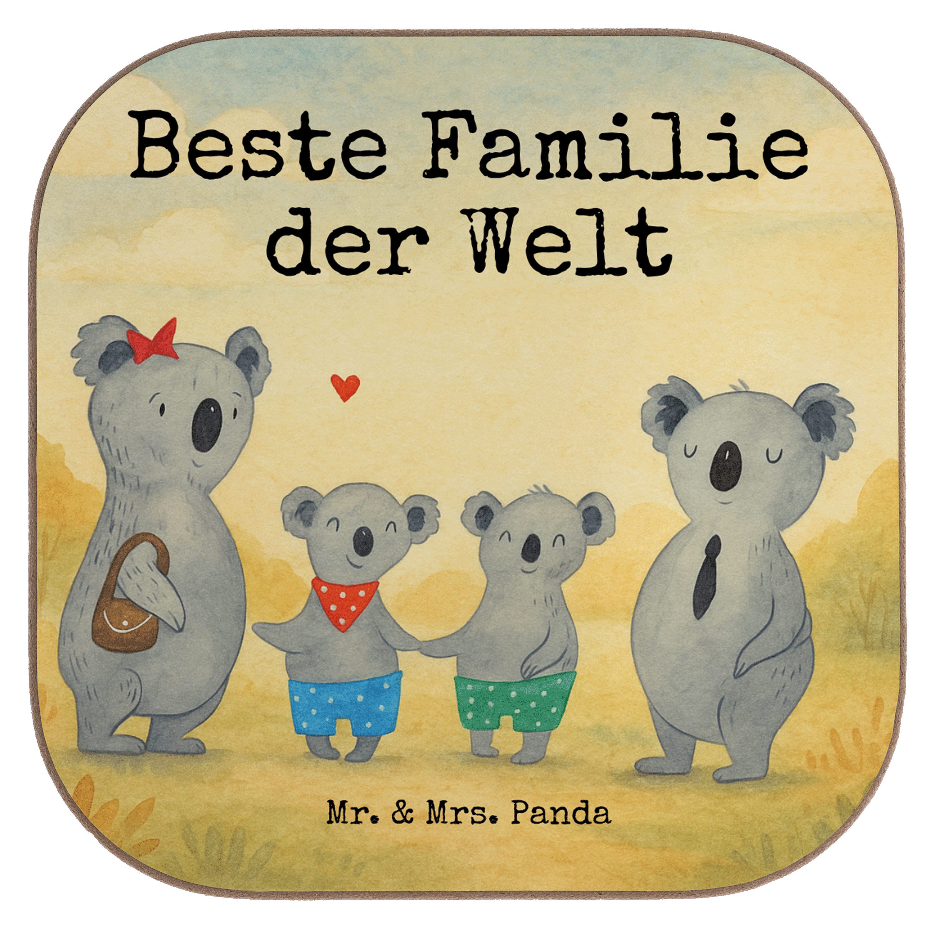 Mr. & Mrs. Panda Getränkeuntersetzer Koala Familie zwei Design, Holzuntersetzer, Weiß, Untersetzer Gläser, Packung, Zusammen hartfaseruntersetzer grill untersetzer