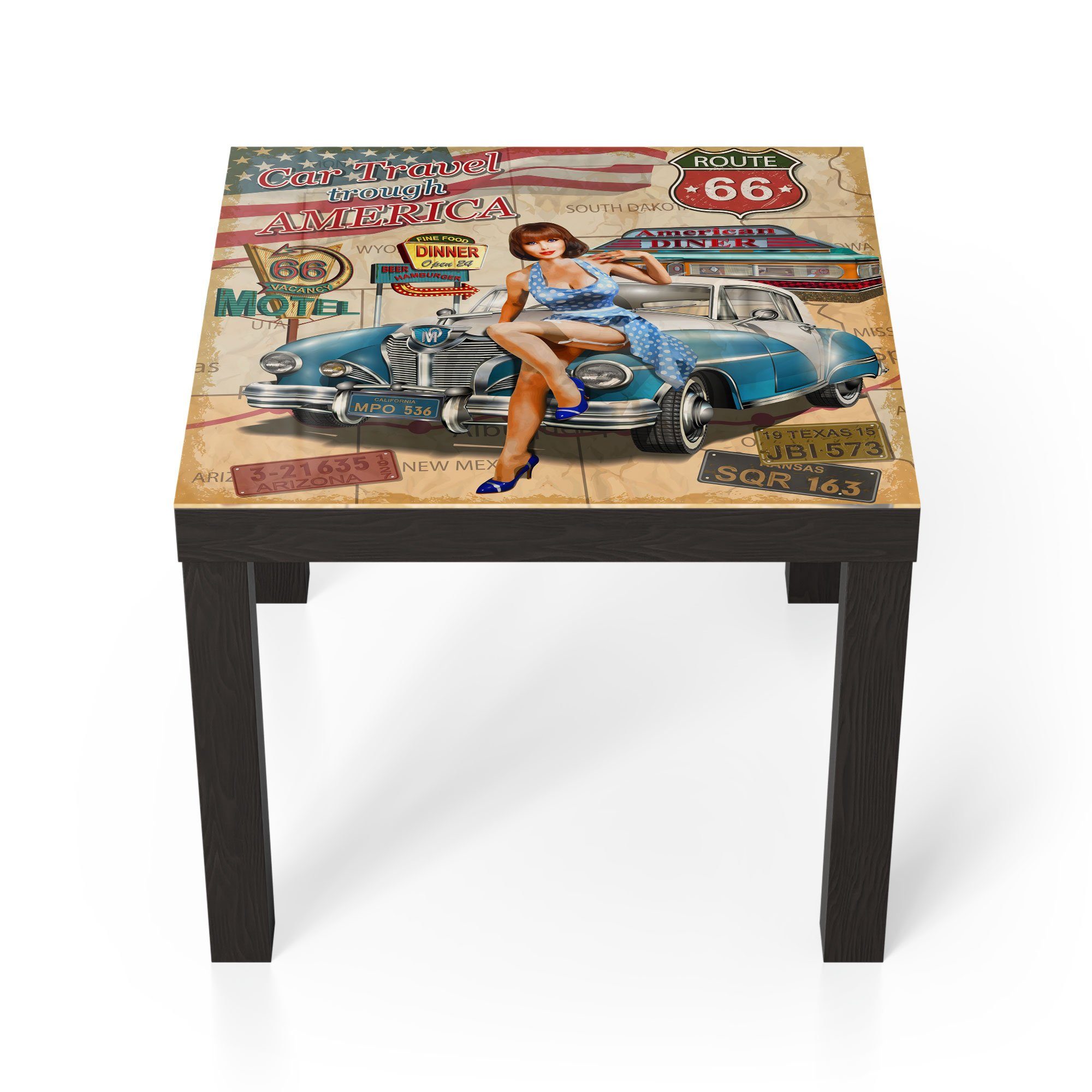DEQORI Couchtisch 'Route 66-Plakat', Glas Beistelltisch günstig online kaufen