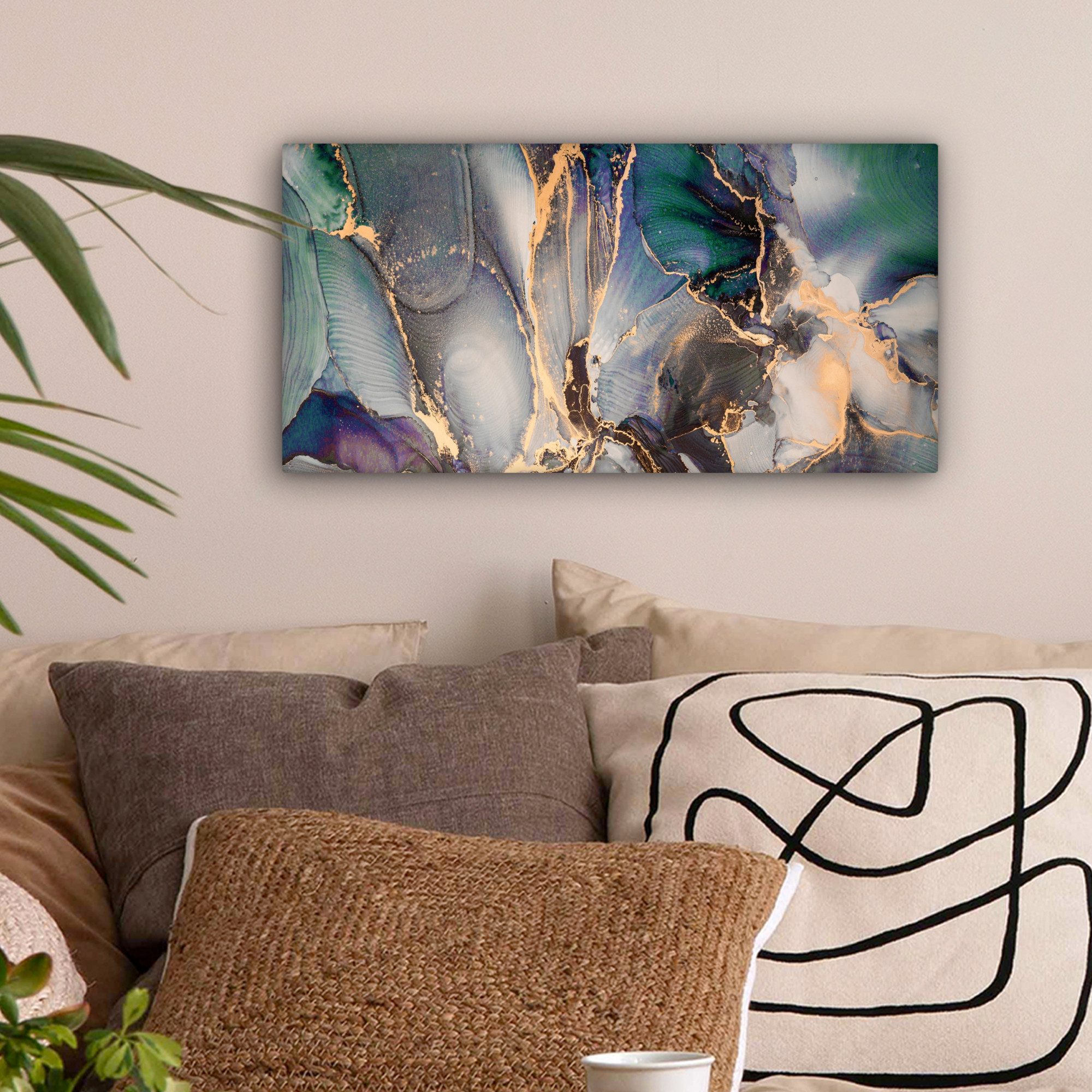 OneMillionCanvasses® Leinwandbild Panorama Gold - Blau günstig online kaufen