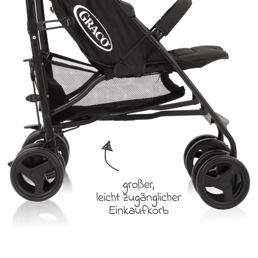 Graco Kinder-Buggy & Liegeposition nur Black - faltbar - kg 7 Reisebuggy & leicht mit Sportwagen Travelite Grey