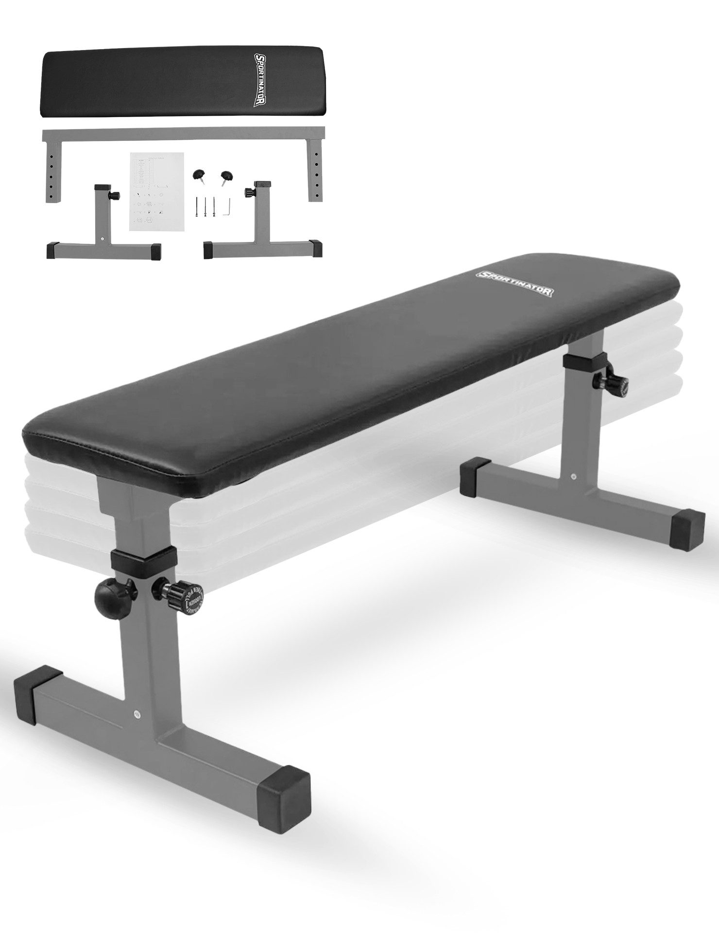 Sportinator Trainingsbank verstellbare Flachbank, stabile Konstruktion für vielseitige Trainingsmöglichkeiten