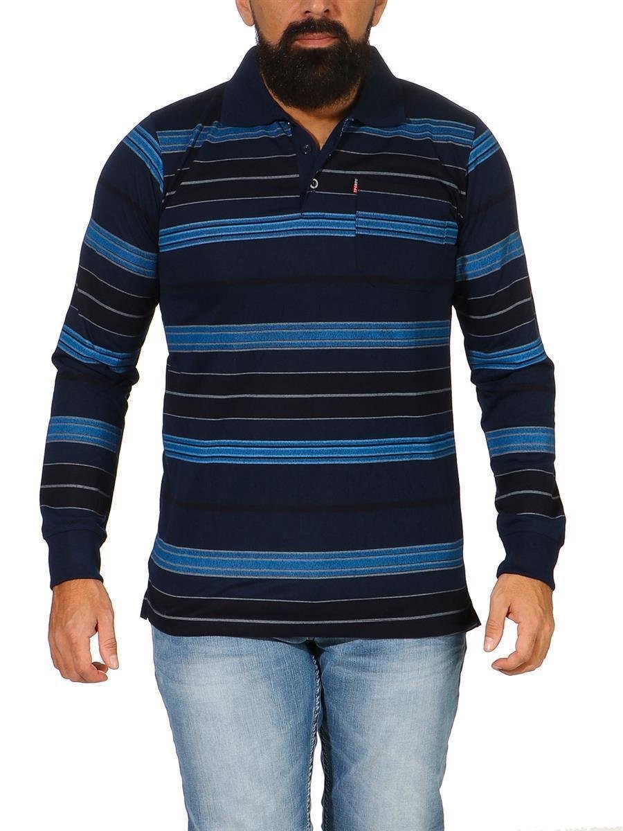 EloModa Poloshirt Herren Polo Shirt Langarm Longsleeve mit Brusttaschen Gr. M L XL 2XL (1-tlg) Dunkelblau