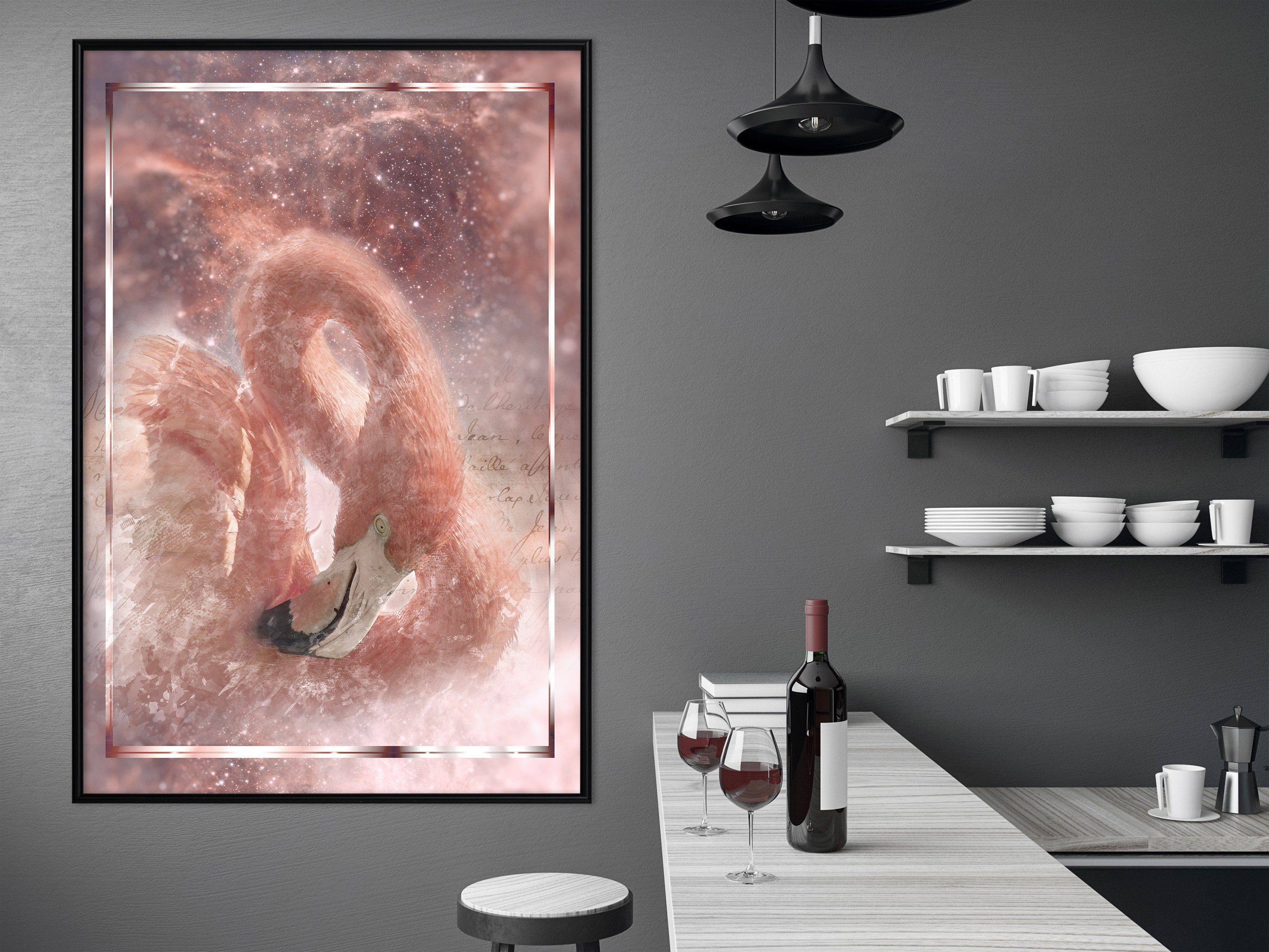 Artgeist Poster Space Flamingo