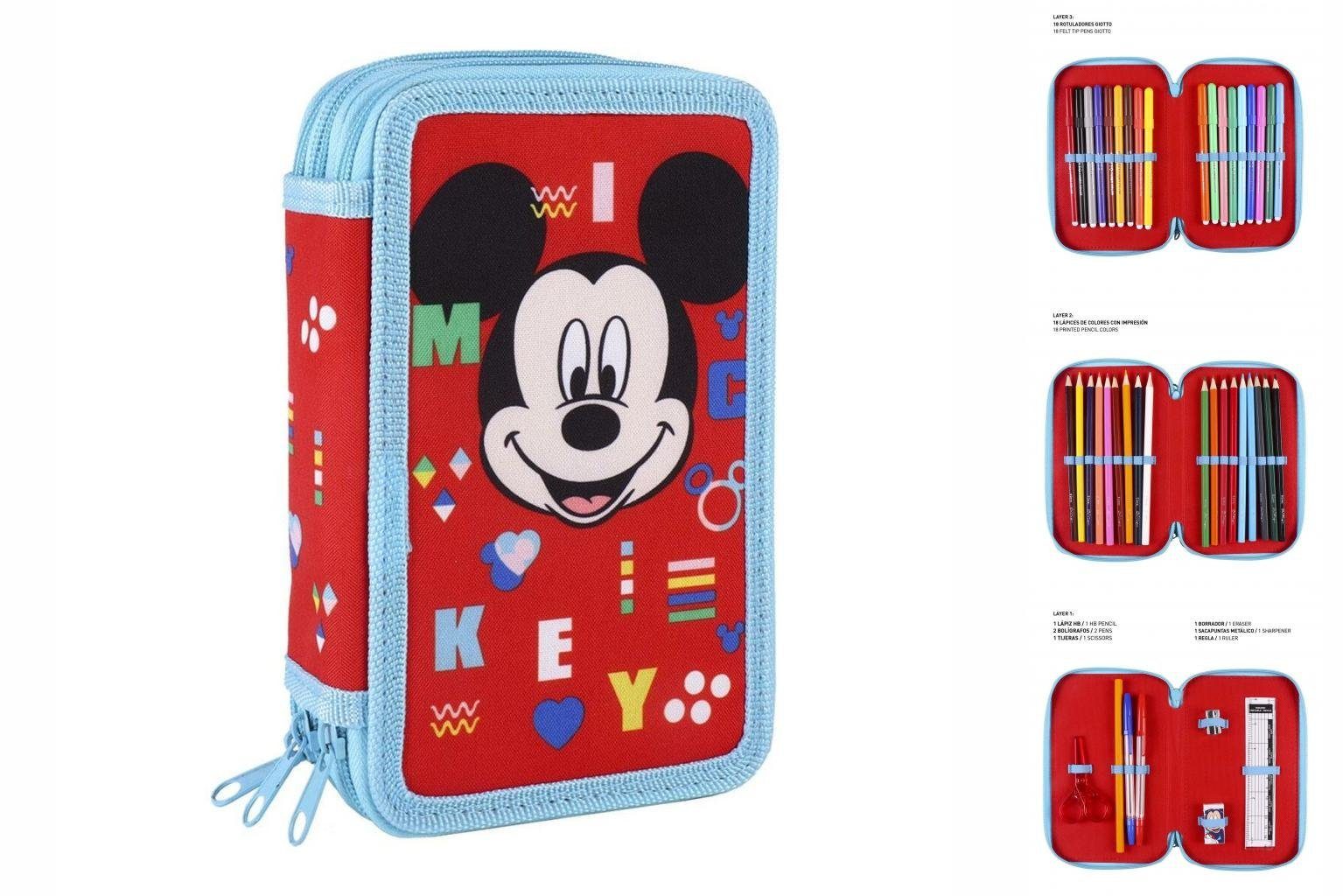 Dreifaches Stücke Mouse 6,5 cm Mouse Mickey Disney 43 x 19,5 Federmäppchen Mickey Federtasche Rot x 12