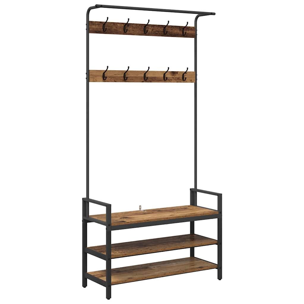 vidaXL Garderobenständer Garderobenständer Altholz 95 x 34 x 184 cm Holzwerkstoff, (1 St)