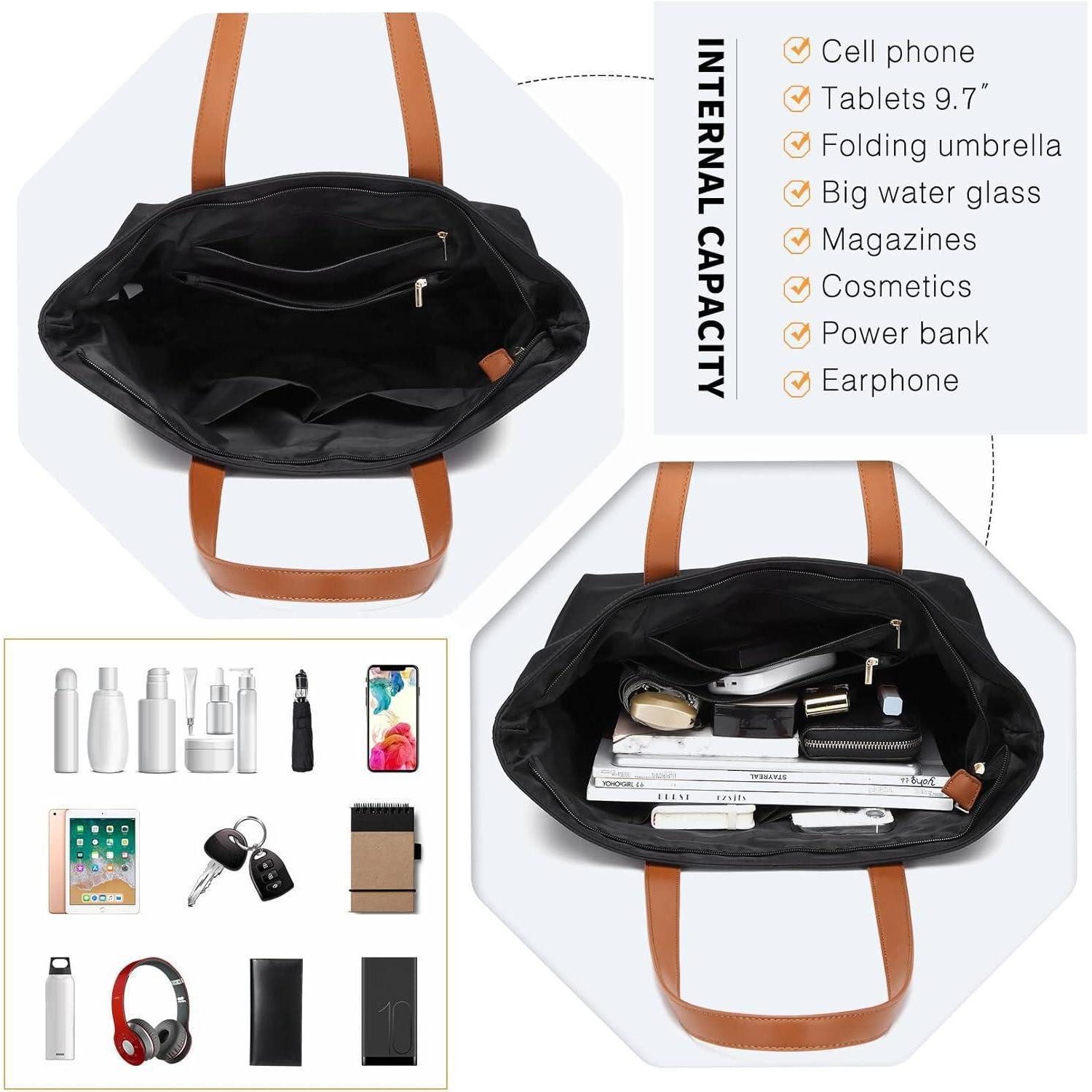 LuxusKollektion Henkeltasche Damen Shopper Nylon wasserdicht Henkeltasche Laptop-Schultertasche