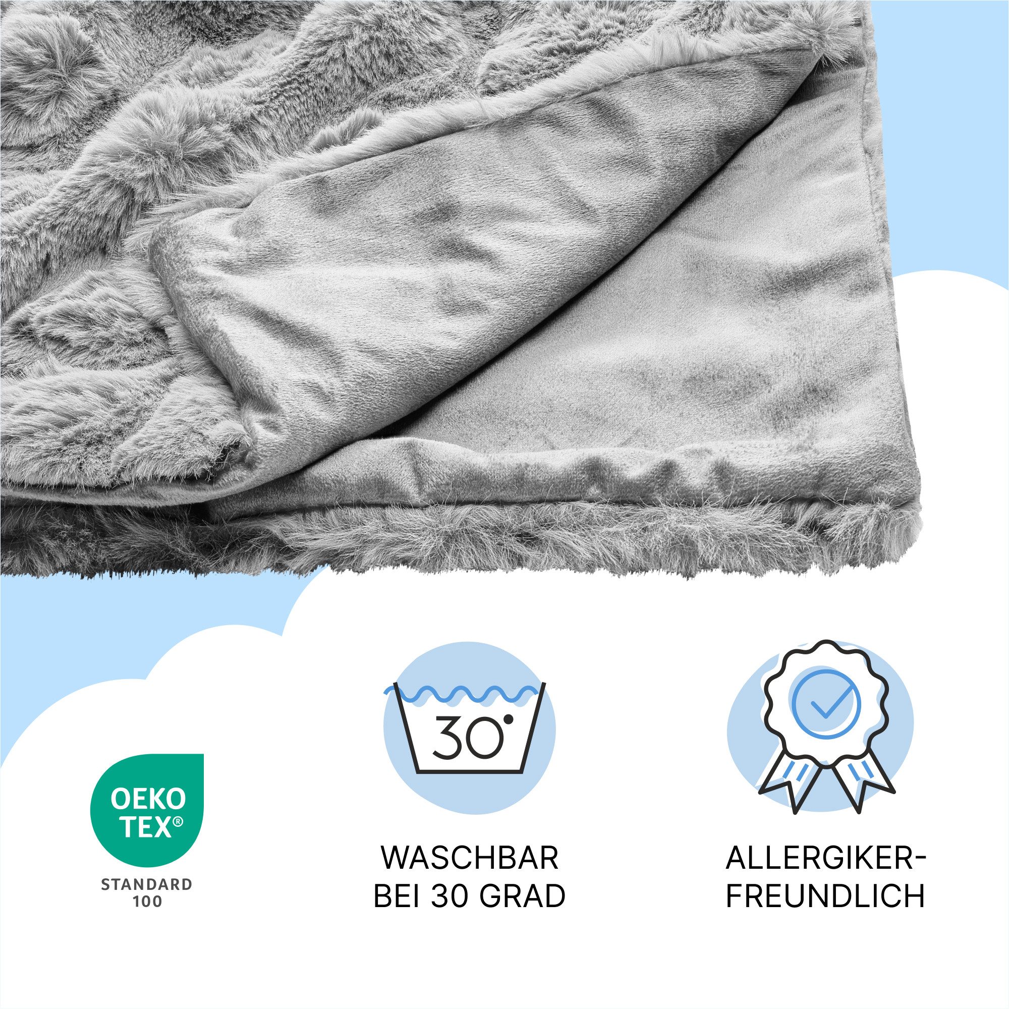 Dailydream Tagesdecke Dailydream Kuscheldecke 150 x 200 cm grau, flauschig, weich