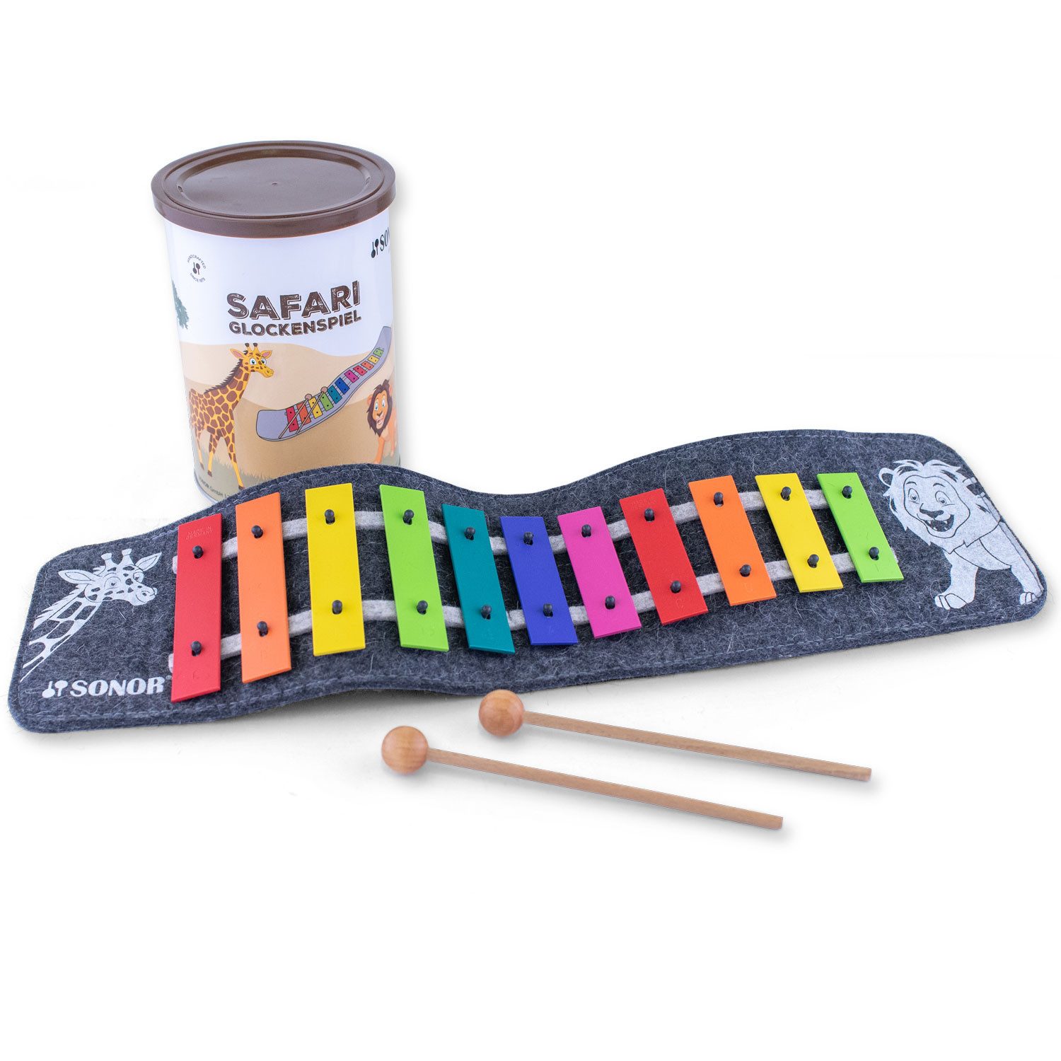 SONOR Glockenspiel Sonor Glockenspiel Safari,Glockenspiel, 1 Paar Schlägel, Transport-Dose, Glockenspiel zum Zusammenrollen