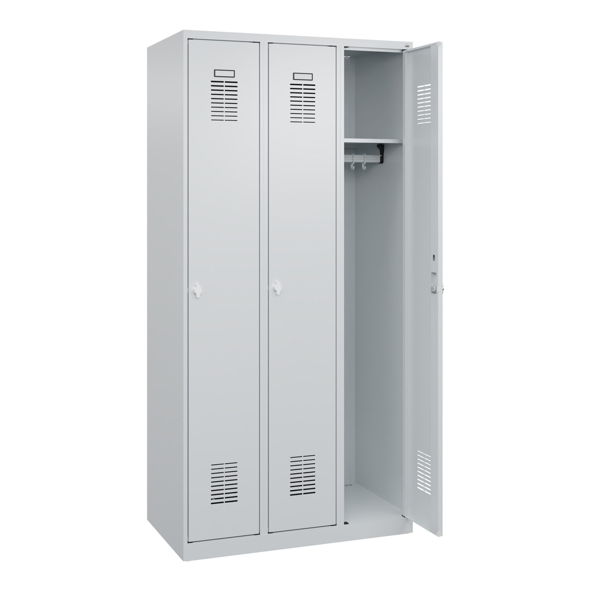 C+P Büromöbel-Set C+P Spind Basis PLUS, 3 Abteile, 1850x900x500mm, 7035/7035