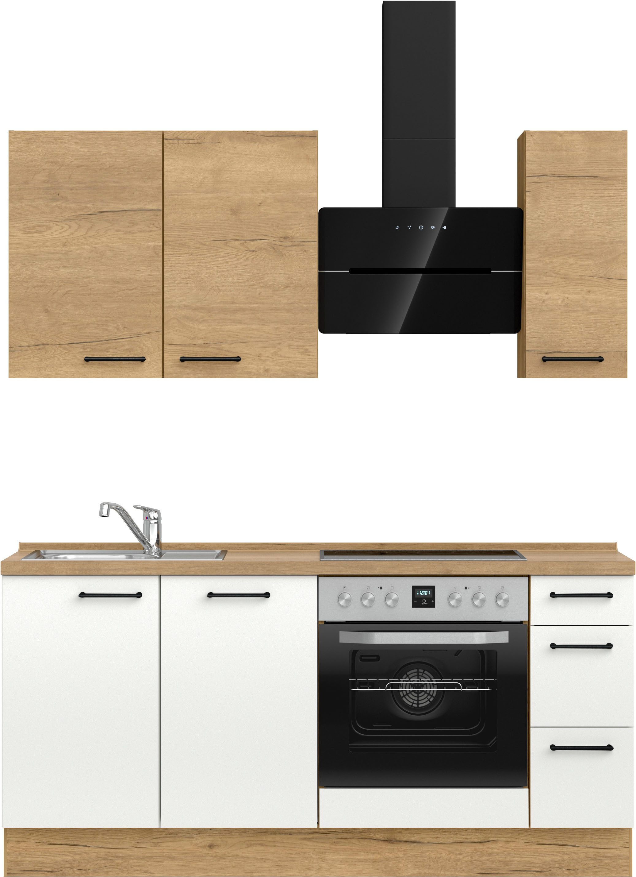 nobilia® Küchenzeile "MIAMI", NEU: individuell anpassbar mit gratis Profi-Beratung, vormontiert, Breite 180 cm, Ausrichtung wählbar, wahlw. mit E-Geräten
