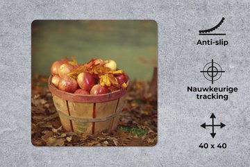 MuchoWow Gaming Mauspad Ein Korb voller Äpfel im Herbst (1-St), Mousepad mit Rutschfester Unterseite, Gaming, 40x40 cm, XXL, Großes