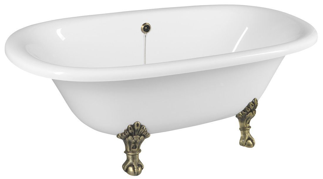 Polysan s.r.o. Badewanne REGATA Freistehende Badewanne 175x85x61cm, Füße Bronze, weiß, Polysan-10121