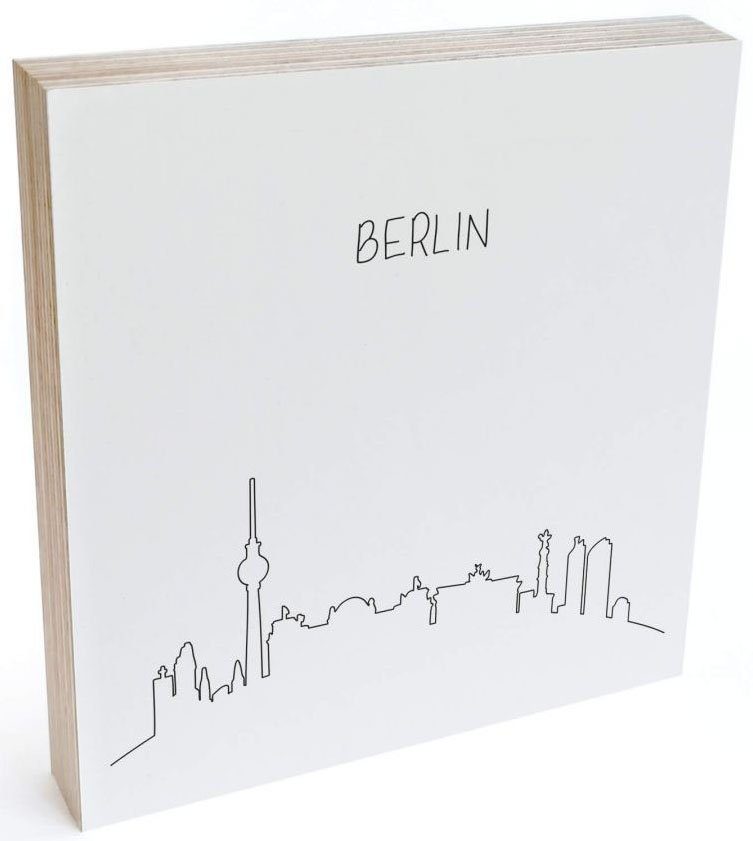 Wall-Art Holzbild Tischdeko Skyline Berlin Outline, (1 St)