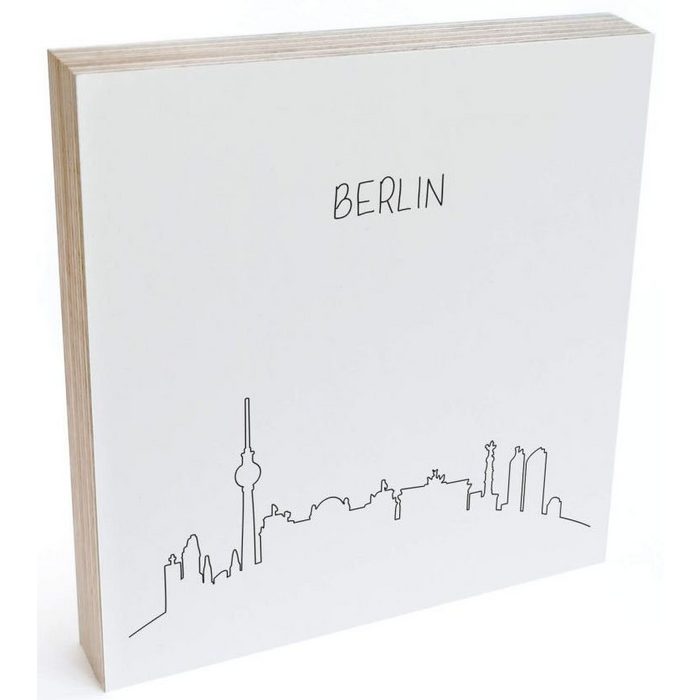 Wall-Art Holzbild Tischdeko Skyline Berlin Outline (1 St)