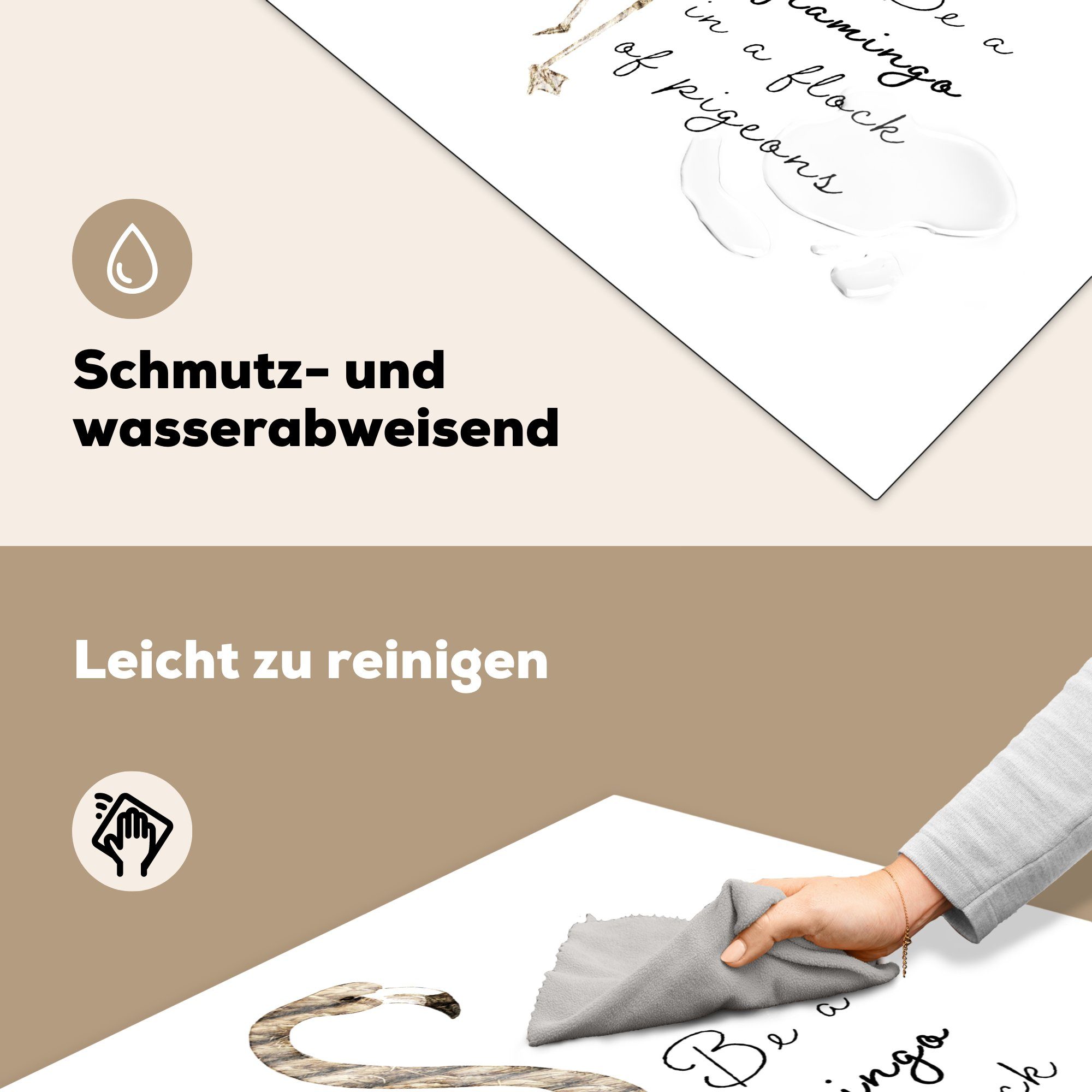 (1 Ceranfeldabdeckung, Flamingo - für - Vogel Vinyl, cm, 78x78 Herdblende-/Abdeckplatte Arbeitsplatte Linie, tlg), MuchoWow küche