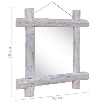 furnicato Wandspiegel Holzspiegel Weiß 70x70 cm Altholz Massiv