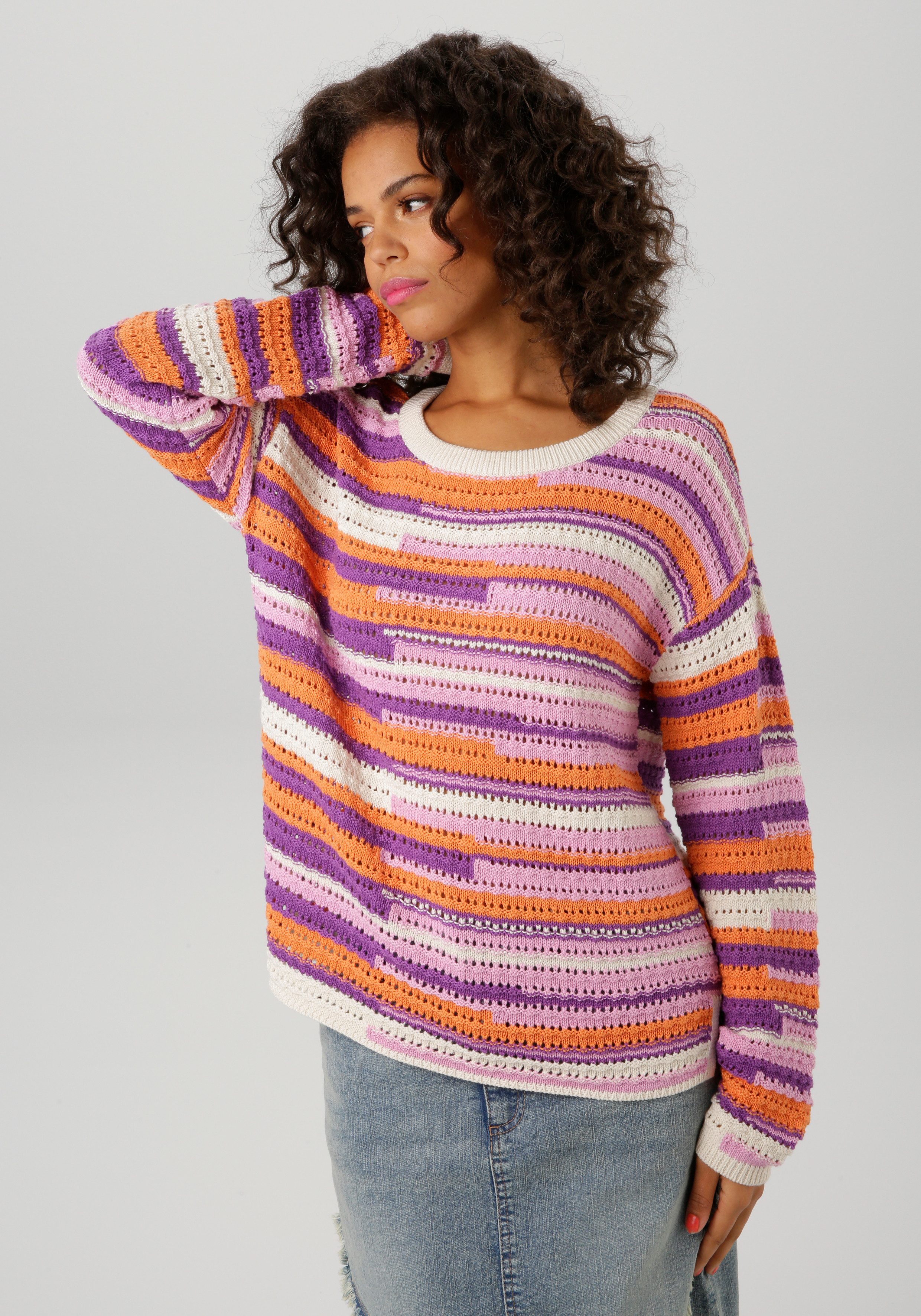 Aniston CASUAL Strickpullover, im extravagantem Streifen-Dessin günstig online kaufen