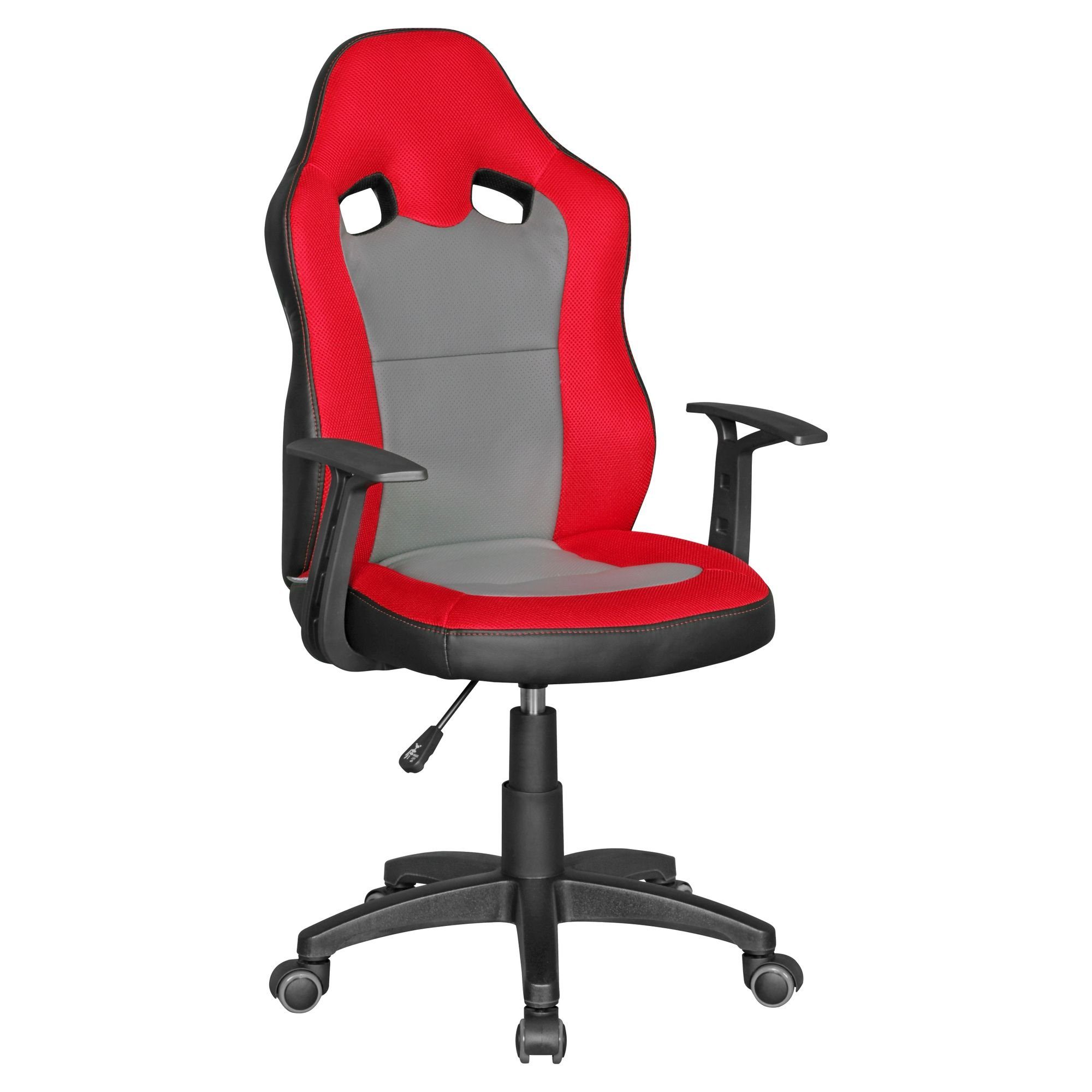 KADIMA DESIGN Kinderstuhl Kinder-Stuhl Grau - Armlehnen Rot FAST höhenverstellbar, Rot, Ergonomisch, mit 