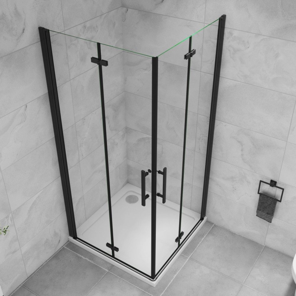 Duschparadies Dusch-Falttür 195cm Schwarz Falttür Scharniertür Duschabtrennung Duschkabine, 70x195 cm, Easyclean Sicherheitsglas, beidseitig montierbar – Bild 5 von 5