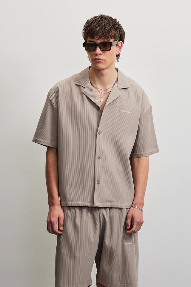 PEGADOR Kurzarmhemd TROY PLISSEE SUMMER SHIRT Baumwollmischung, regular fit
