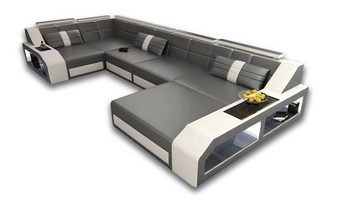 Sofa Dreams Wohnlandschaft Arezzo H - U Form Stoffsofa, mit LED, wahlweise mit Bettfunktion als Schlafsofa, Designersofa