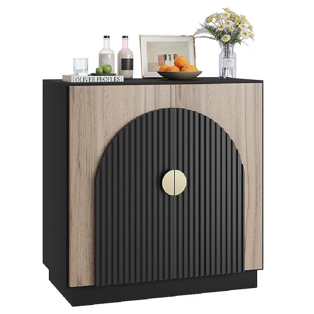 GarveeMore Sideboard (Türen und verstellbaren Regalen, Buffetschrank mit geriffelten), für Esszimmer, Wohnzimmer, Küche