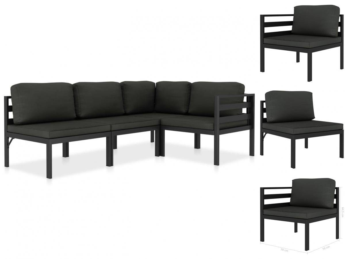 ᐅ vidaXL GartenEssgruppe 4tlg Garten Lounge Set mit Kissen Aluminium
