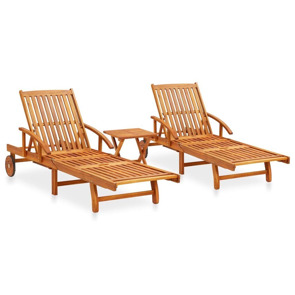 vidaXL Gartenliege »2tlg. SonnenliegenSet mit Tisch Massivholz Akazie