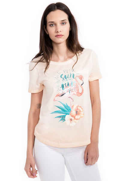 Way of Glory T-Shirt Flamingoprint & Pailletten