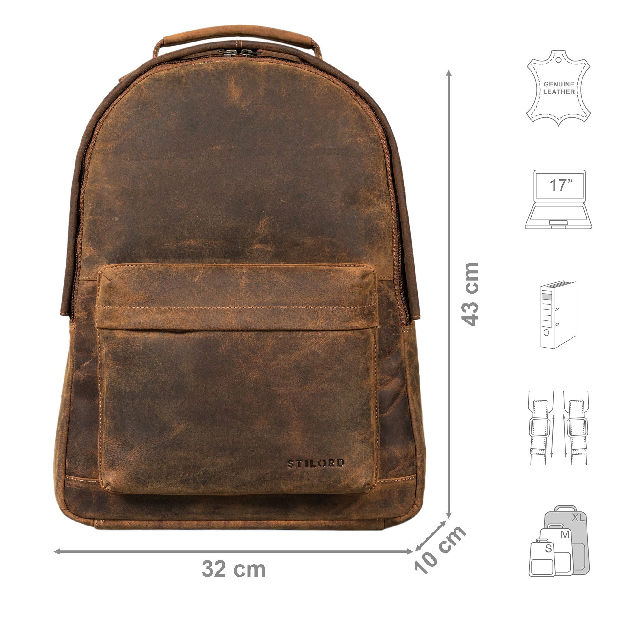 STILORD Notebook-Rucksack "Hagen" Vintage Lederrucksack Damen und Herren