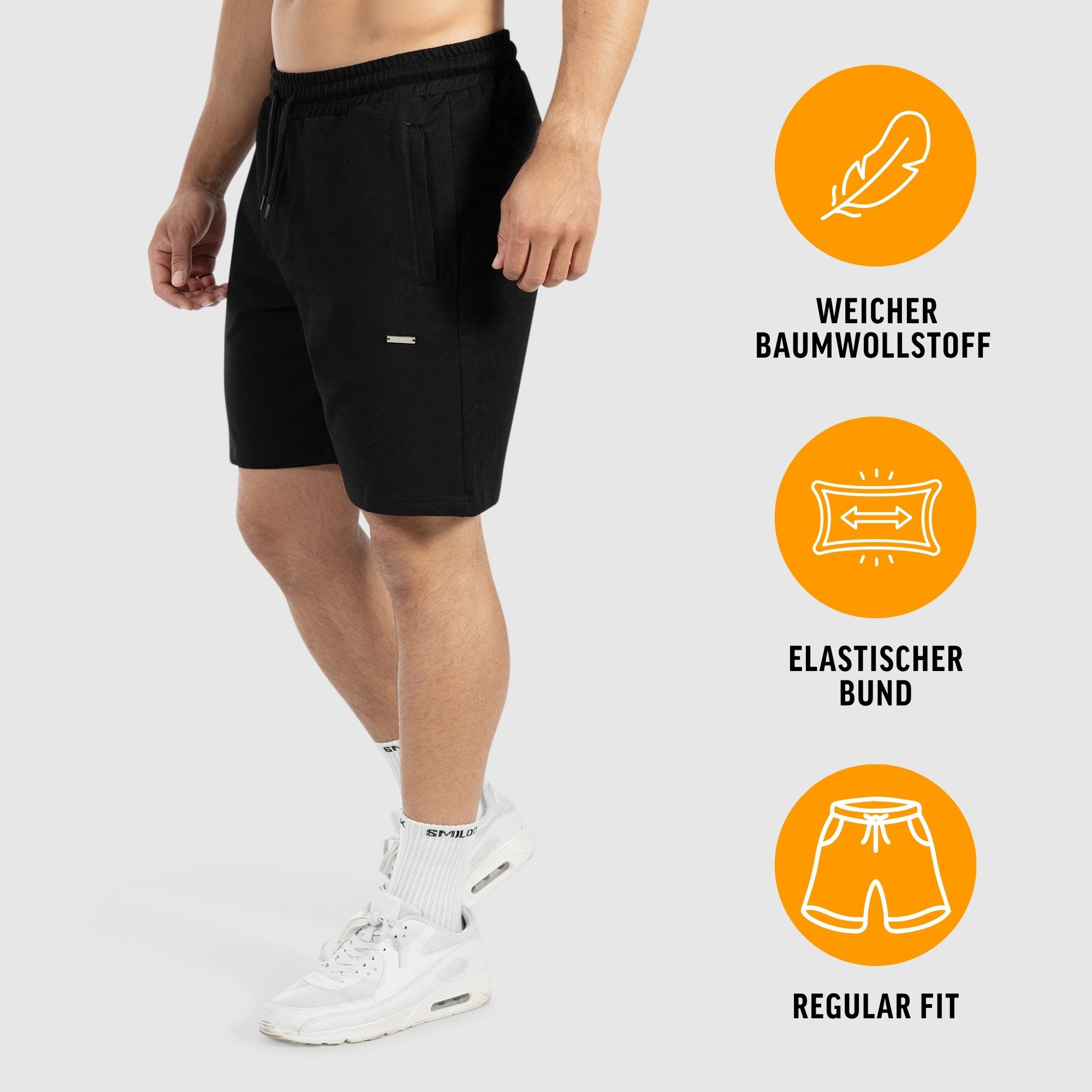 Smilodox Shorts Edin, Sommer Hose kurz im Regular Fit aus Baumwolle, elastischer Bund Kordelzug & Eingrifftaschen, Bequeme Freizeithose, Alltag Freizeit