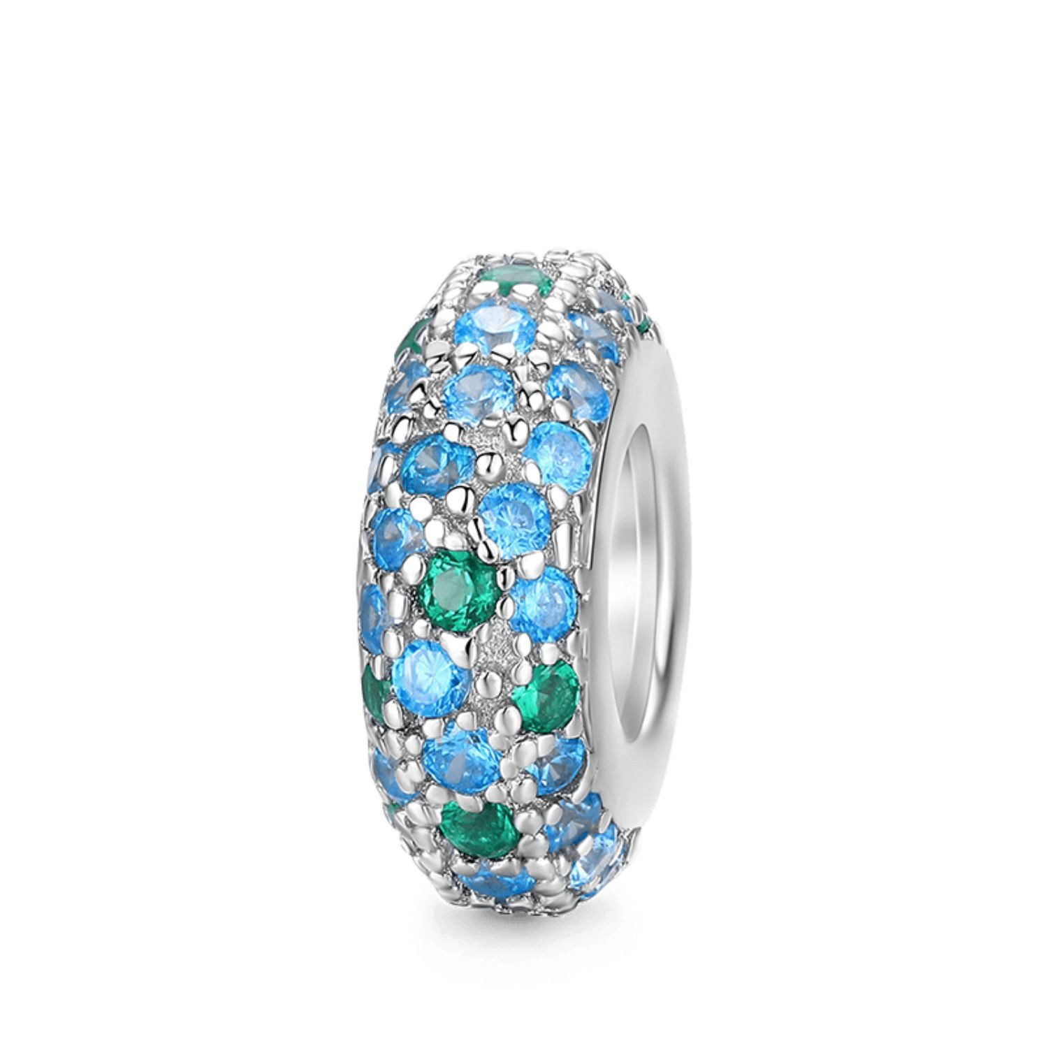 Gnoce Bead Gnoce Charm Stopper funkelndes Blau FVC142 Silber